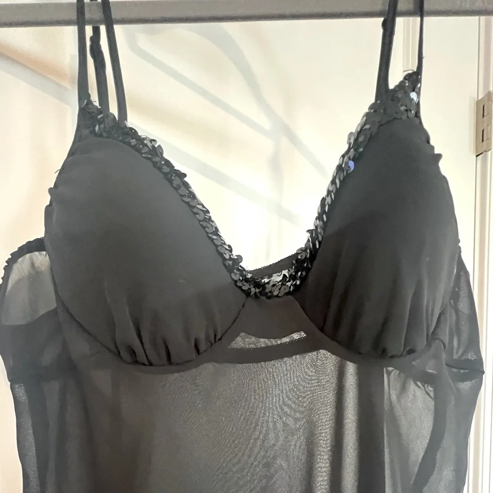 Enchanting brand black lingerie gown.